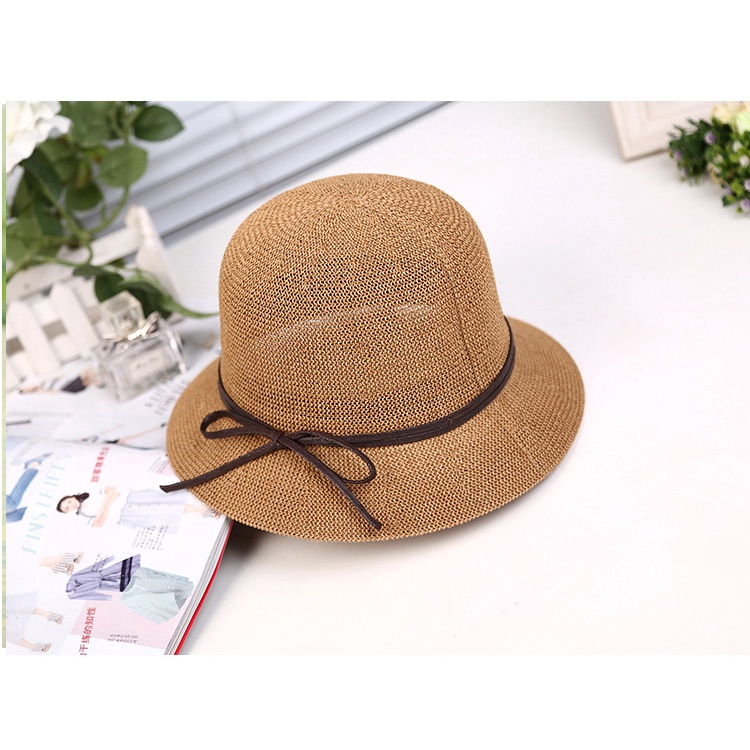 Nón Vành Rộng Chất Len Màu Trơn Phối Dây Siêu Xinh Style Hàn L2052