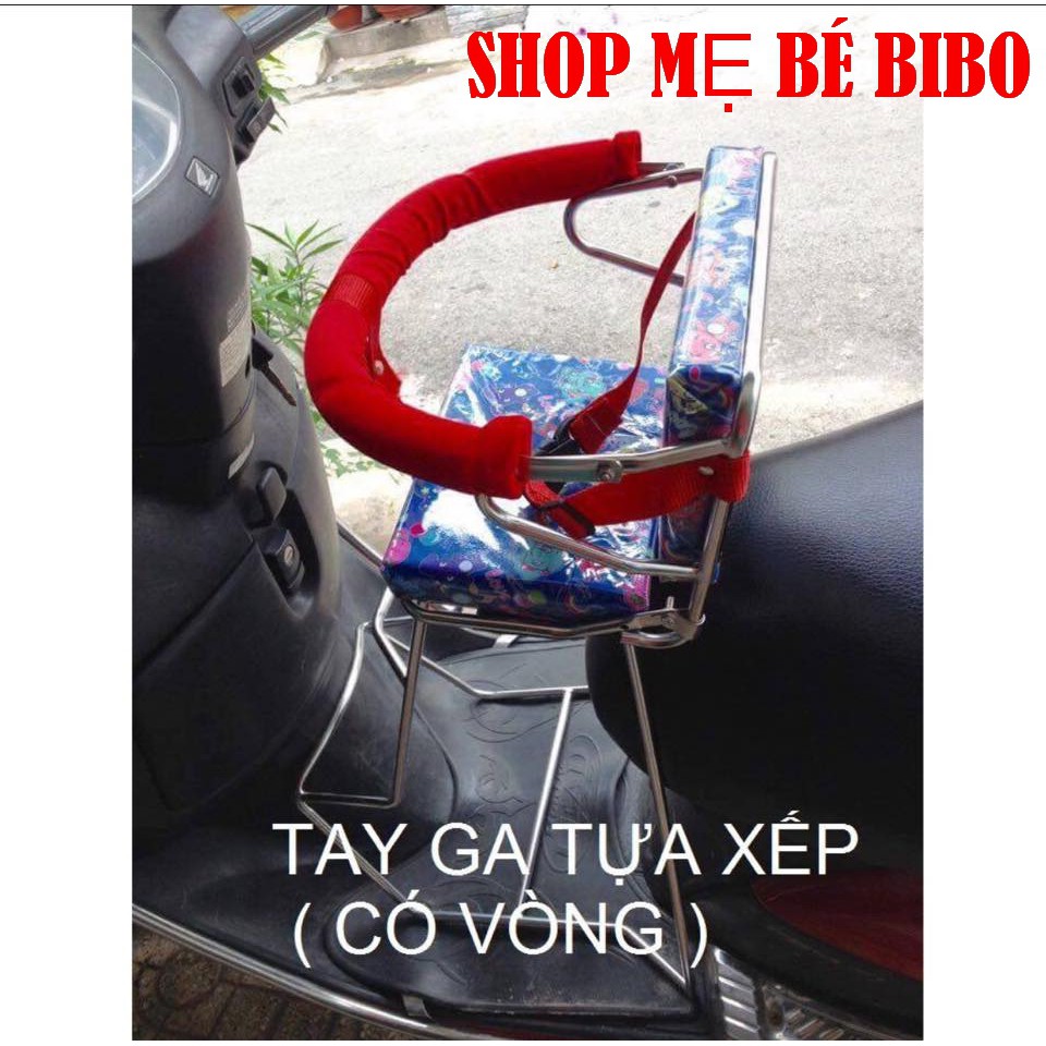 Ghế Ngồi Xe Máy Cho Bé Cho Các Loại Xe Tay Ga Dựa Có Vòng Ghế Inox