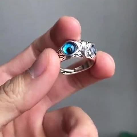 Nhẫn Nam Titan Không Gỉ Eagle Ring Mắt Cú Mèo Camcamvintage Freesize Màu Bạc Thời Trang - Eagle Ring Nam Nữ Đẹp