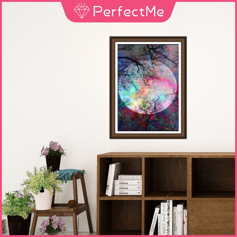 Tranh Đính Đá 5D Tự Làm Hình Mặt Trăng Kích Thước 30X40Cm