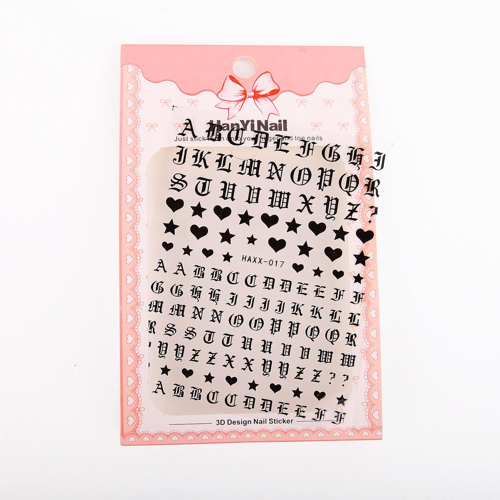[Hàng mới về] Tờ miếng dán trang trí móng tay nghệ thuật kiểu chữ cái 3D thời trang