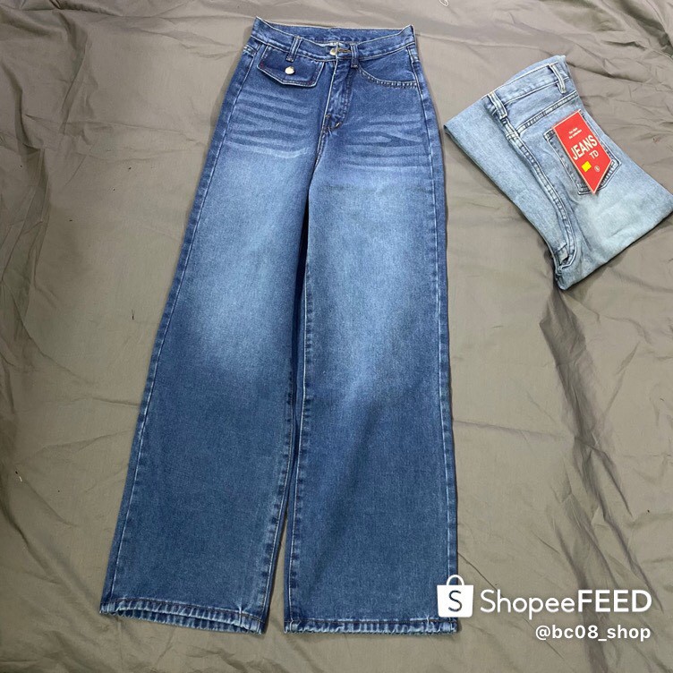 Quần jean nữ Ống Rộng Dài Basic hách chân lưng siêu cao BC105 | BigBuy360 - bigbuy360.vn