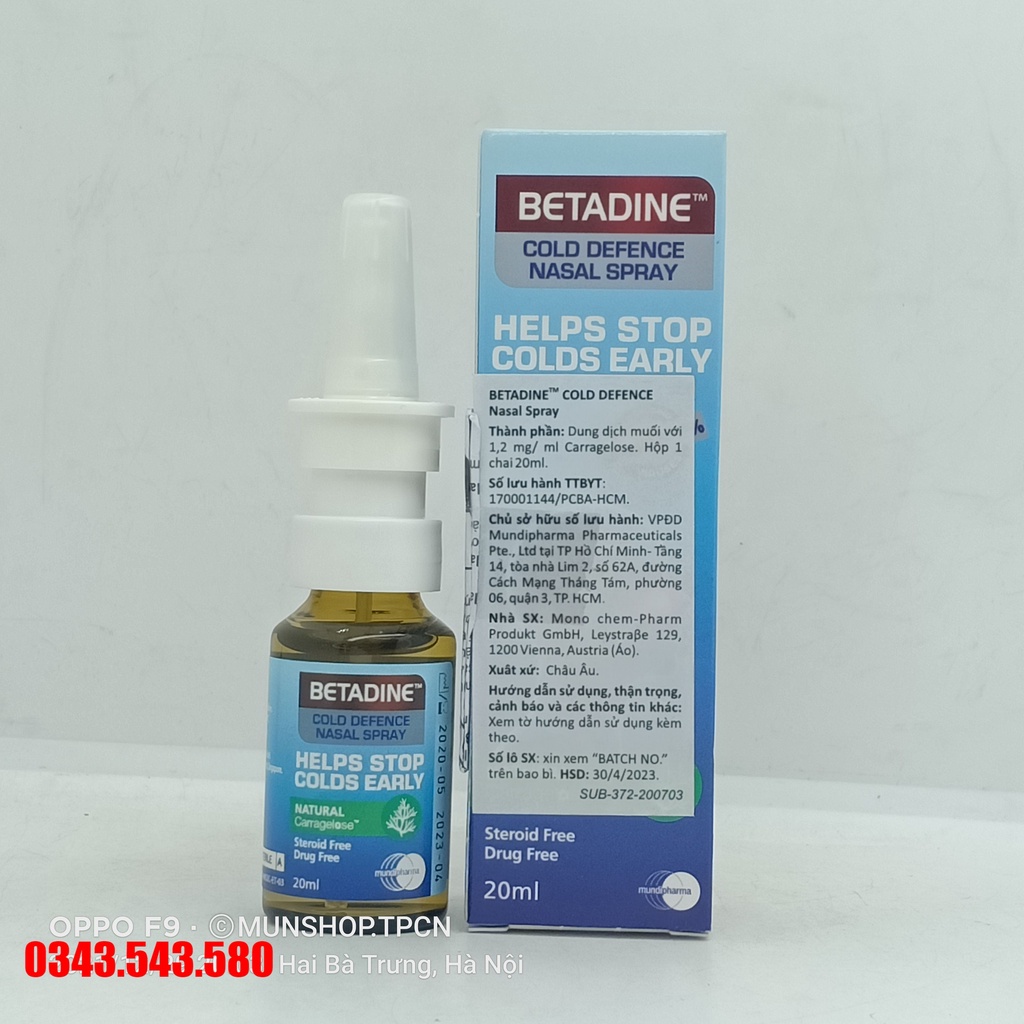 Dung dịch xịt mũi BETADINE Cold Defence Nasal Spray 20ml