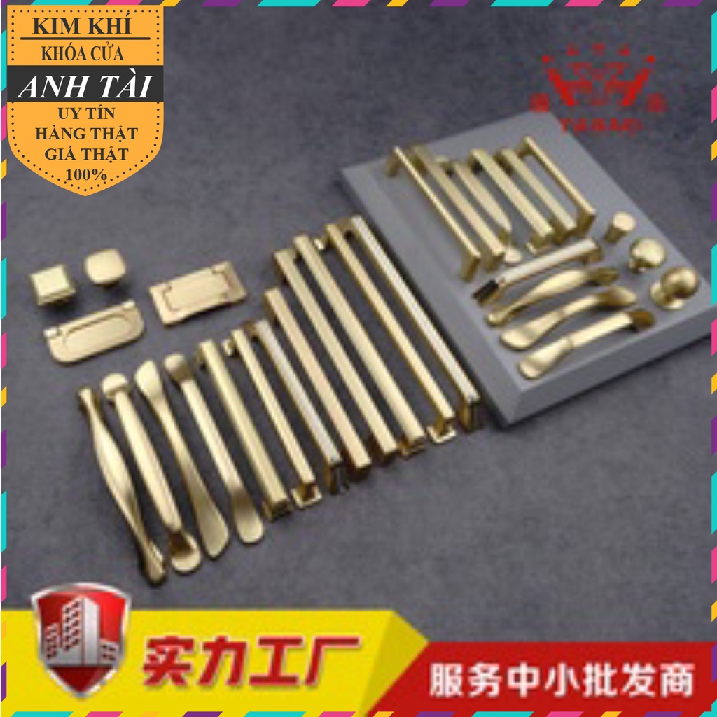 Tay nắm ngăn kéo tủ, tay tủ bếp, tủ áo dùng trong nội thất họp kim nhôm phay xước màu vàng nhập khẩu