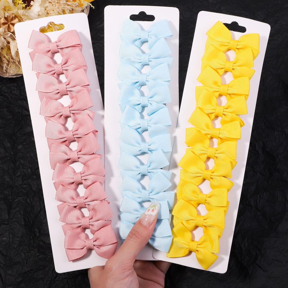 Set 10 kẹp tóc KIDSBOWS đính nơ nhỏ màu sắc xinh xắn đa dạng dành cho bé gái