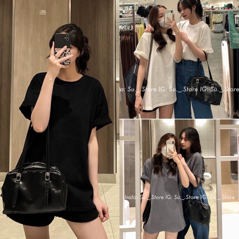 [Ảnh thật/Video]Áo phông trơn form rộng hàng Quảng Châu Áo pull phong cách Hàn Quốc