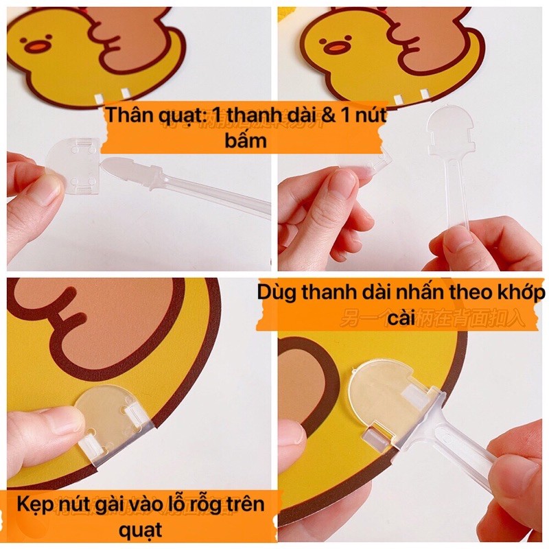 Quạt nhựa cầm tay mùa hè hình gấu thỏ cute