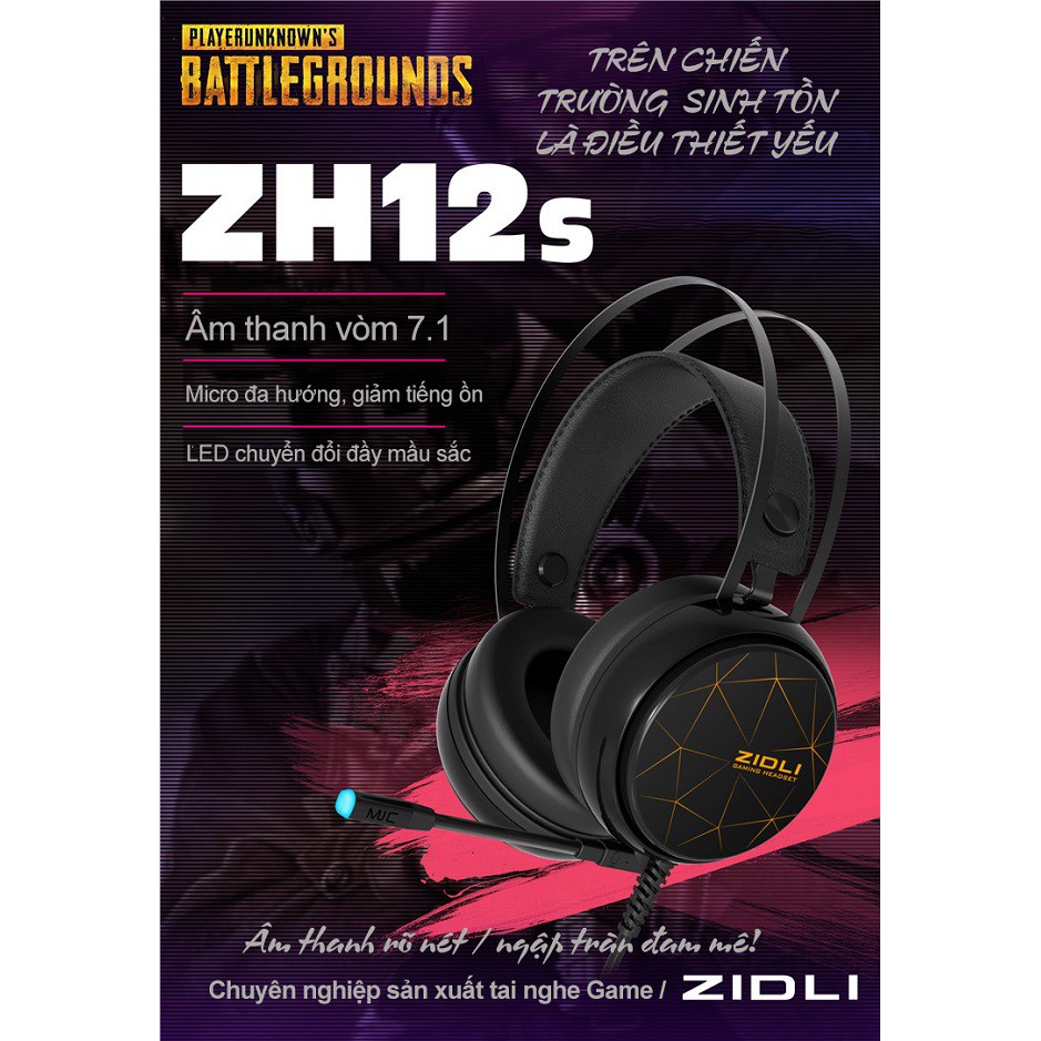 Tai nghe Zidli ZH-12S âm thanh 7.1,USB,Led đổi 7 màu - Hàng Chính Hãng