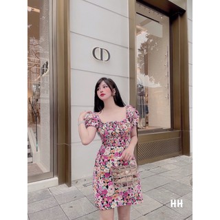 ⚡️BẢN SỈ⚡️Đầm body hoa rút dây ngực 2 màu