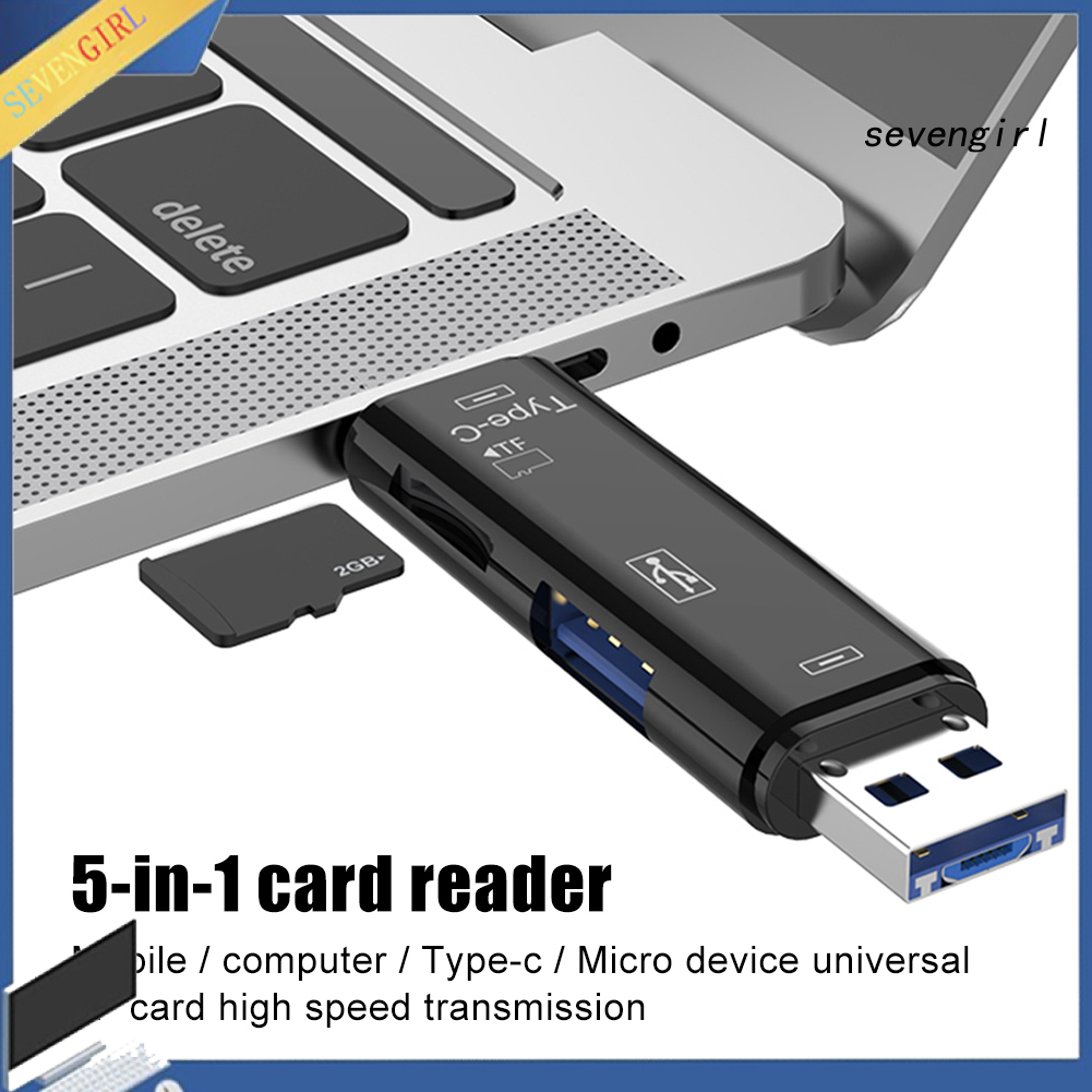 Đầu Đọc Thẻ Nhớ 5 Trong 1 Usb 3.0 Type-C Micro Otg Tf