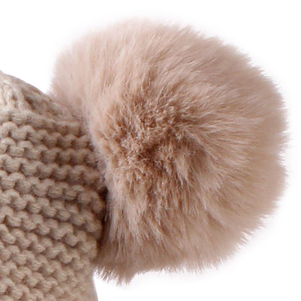 Mũ Beanie Đính Bóng Lông Cho Bé