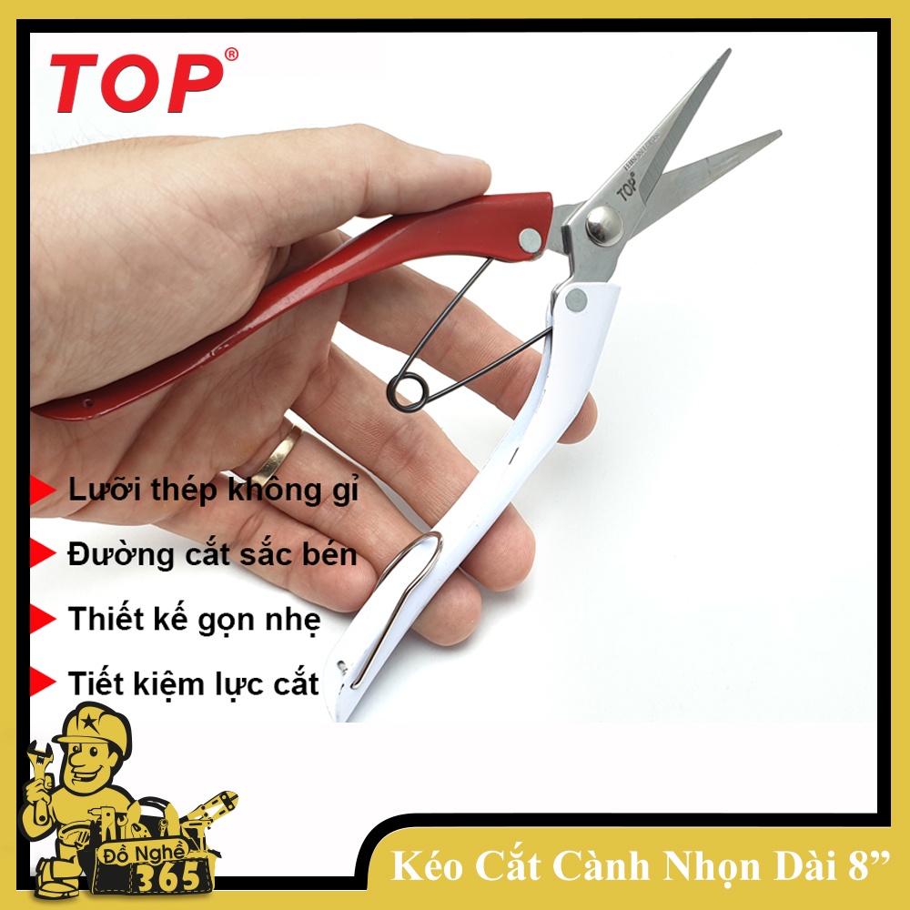 Kéo cắt cành 8"  lưỡi Inox nhọn Top