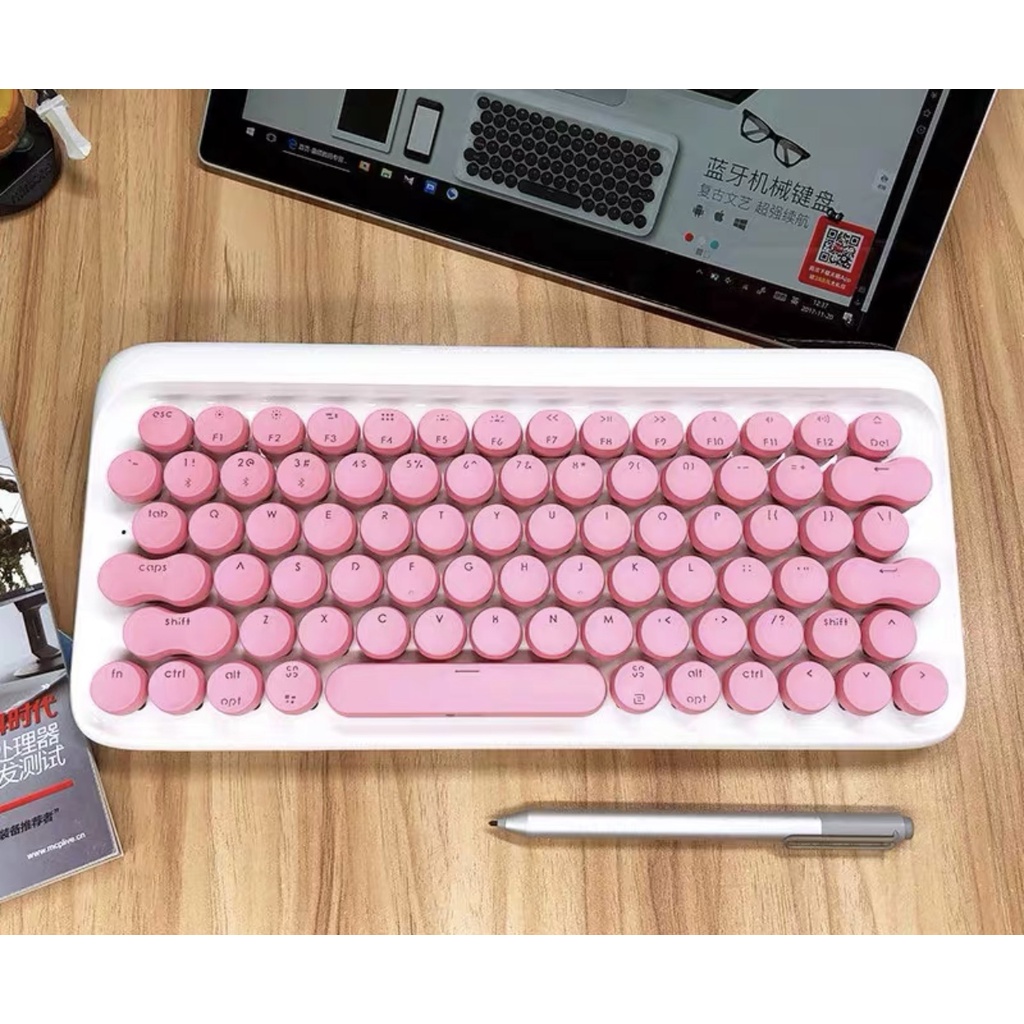 Bàn phím cơ không dây bluetooth Lofree bản giới hạn hoa anh đào hồng pastel chính hãng