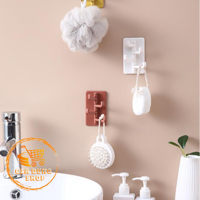 Móc dán tường treo đồ dán tường siêu dính đa năng hình cây thông 4 chấu