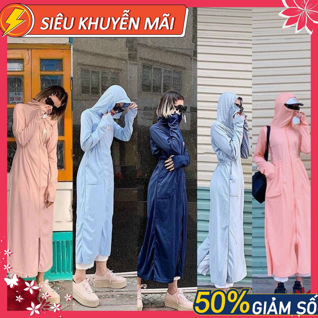 ÁO CHỐNG NẮNG 💎SALE💎 ÁO KHOÁC NẮNG TOÀN THÂN CAO CẤP FORM DÀI KÍN NGƯỜI CHÙM CHÂN CHẤT LIỆU VÀI KIM CƯƠNG THOÁNG MÁY