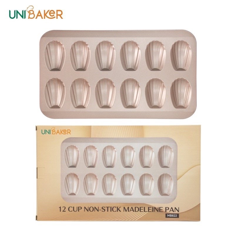 Khuôn nướng bánh sò madeleine 12 ô chống dính Unibaker