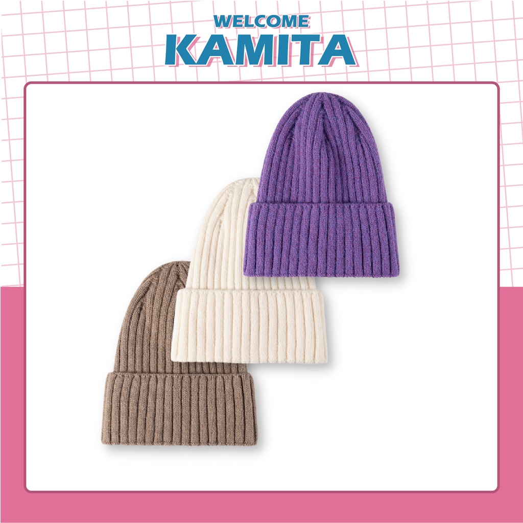 Mũ Len Dài Trơn Cao Cấp KAMITA Thời Trang Hàn Quốc, Nón Len Trơn Beanie Đẹp Unisex Nam Nữ Mùa Đông Nhiều Màu ML08