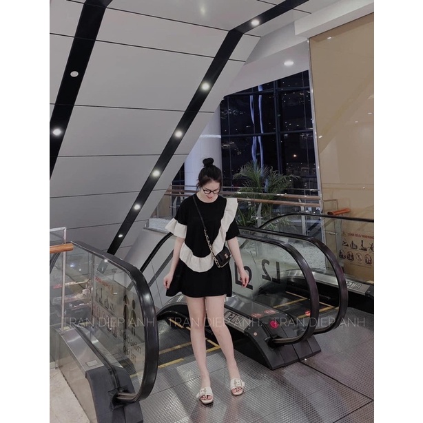 Áo phông phối viền bèo trắng siêu xinh HOTTREND - Áo thun tay lỡ nam nữ unisex freesize form rộng 65kg chất cotton đẹp