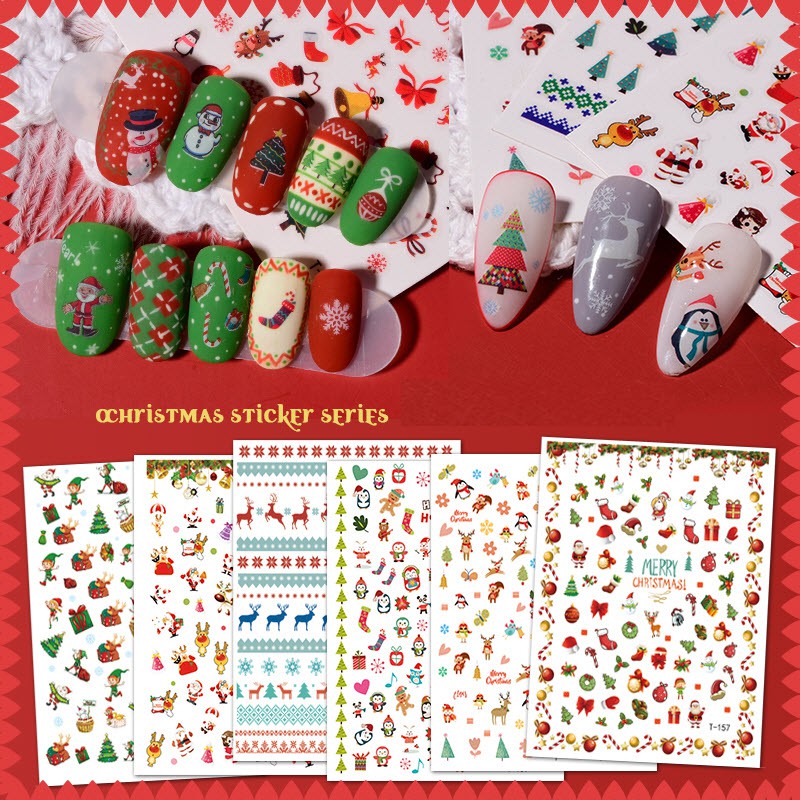 Sticker Noel Ông Già, Bông Tuyết Giáng Sinh Mẫu Mới Trang Trí Móng Nail - Lẻ 1 Cái