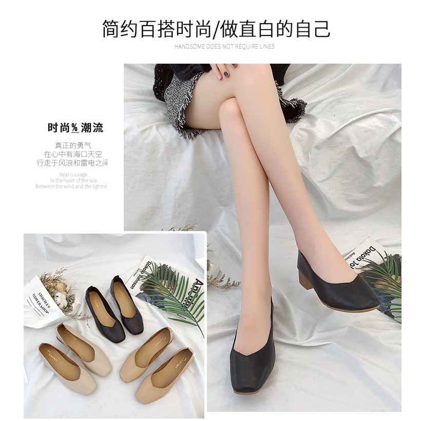 Giày Búp Bê Nữ Gót Vuông Thời Trang Hàn 2021 | BigBuy360 - bigbuy360.vn