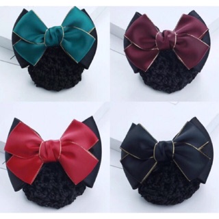 Kẹp tóc nơ viền vàng kim có búi lưới sang trọng - Kiểu 5 - Kẹp nơ có lưới Kẹp tóc búi nơ đơn giản kẹp công sở