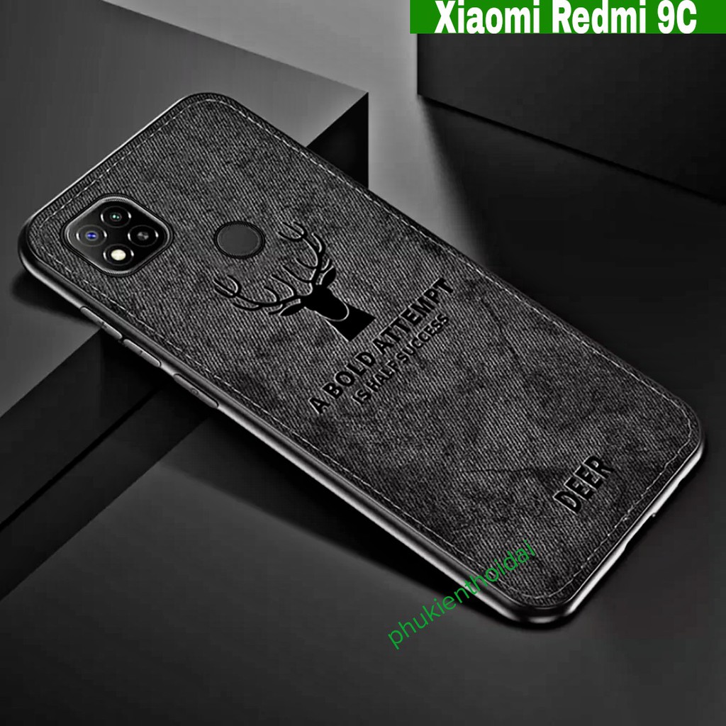 Ốp lưng Redmi 9C / Redmi 10C vân vải hình hươu nai thời trang cao cấp