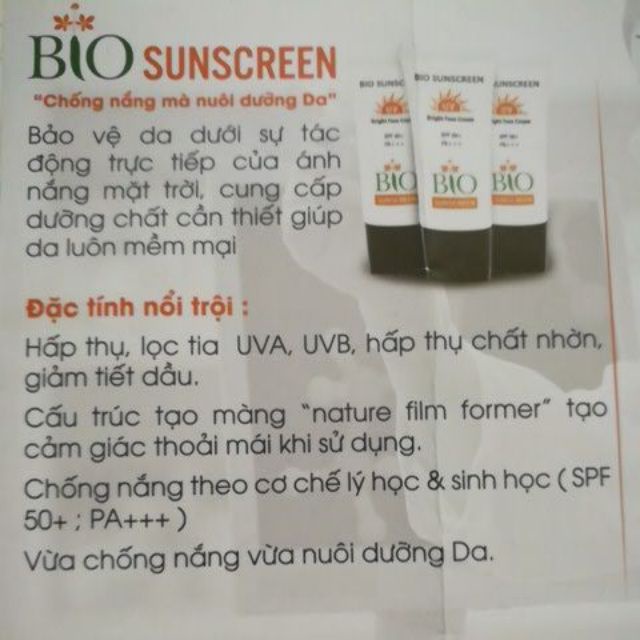 Bio Sunscreen kem chống nắng công nghệ sinh học