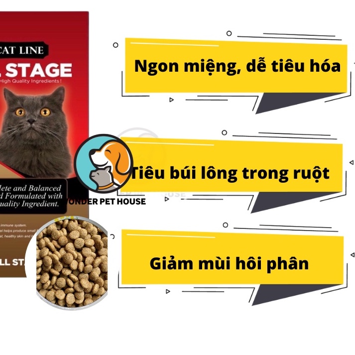 Hạt CAT LINE  All Stage túi zip 1kg ⚡SIÊU_ƯU_ĐÃI⚡ thơm ngon tiêu búi lông CHO MÈO CƯNG - PET&amp;JOI