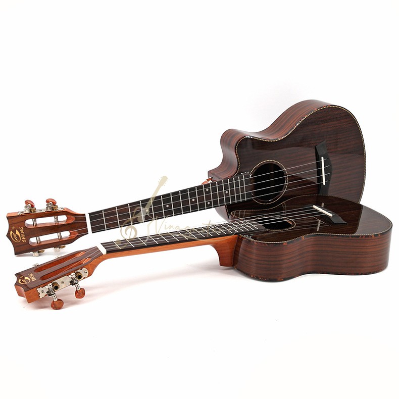 Đàn ukulele cao cấp Music gỗ cẩm dáng khuyết sơn bóng 2 size concert và tenor - Vinaguitar phân phối chính hãng