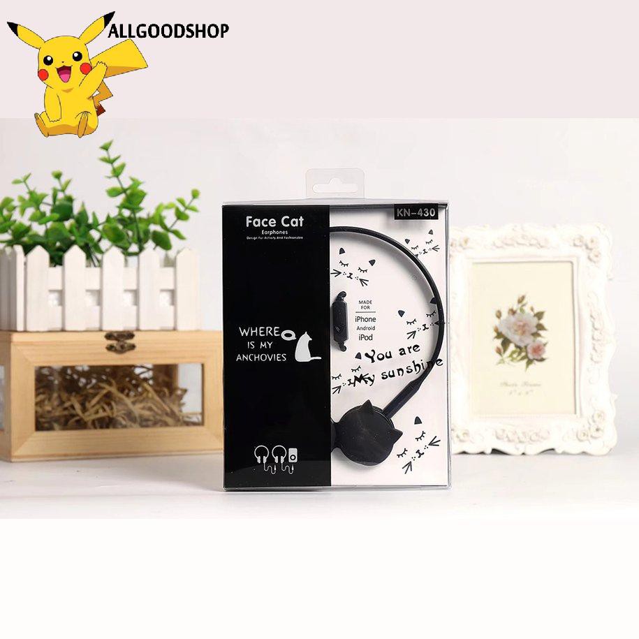 Tai Nghe Nhét Tai Kn-431 Có Micro Hình Mèo Đáng Yêu