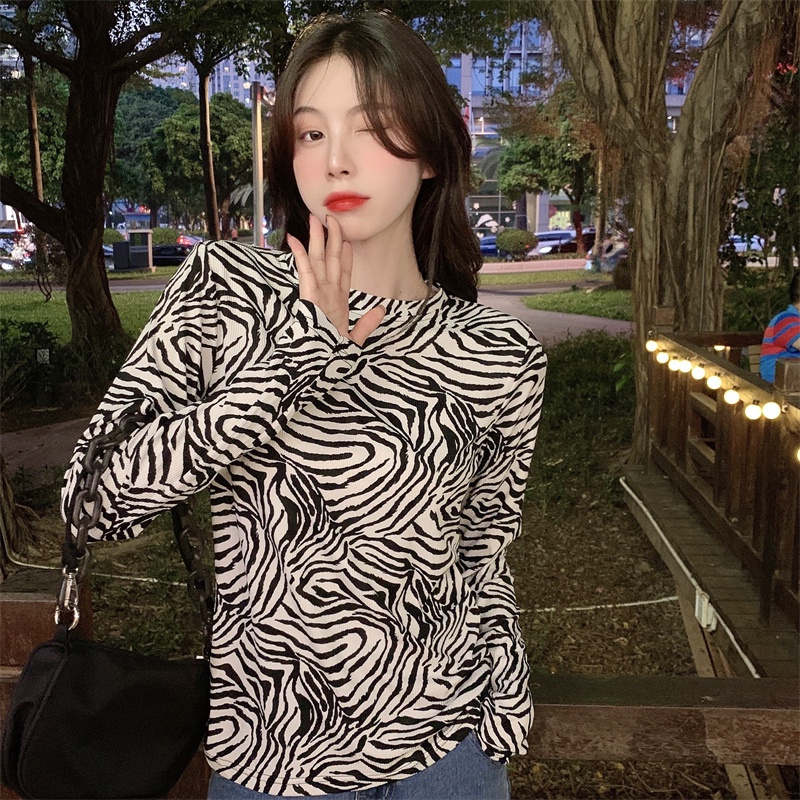 Áo thun ZHELIHANGFEI tay dài cổ tròn thời trang trẻ trung