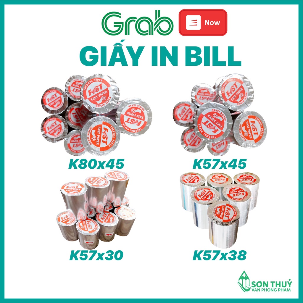 GIẤY IN BILL K80, K57, K58 Giấy in Nhiệt Giá Rẻ, Shop Online, Cafe, Cửa Hàng,TAXI, POS Cầm Tay Now/Grab/Goviet