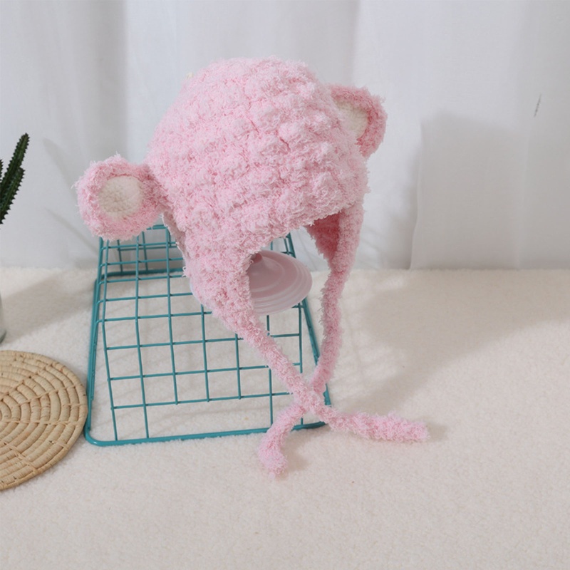 Mũ Len Dệt Kim Mềm Mại Dày Dặn Giữ Ấm Tai Dễ Thương Cho Bé