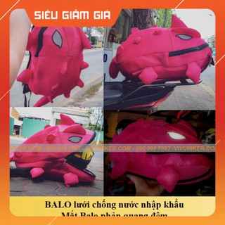 KHO SG-  [SIÊU CÁ TÍNH] Balo KHỦNG LONG màu hồng tím phản quang cao cấp - Balo tắc kè lưới chống nước đựng mũ bảo hiểm f