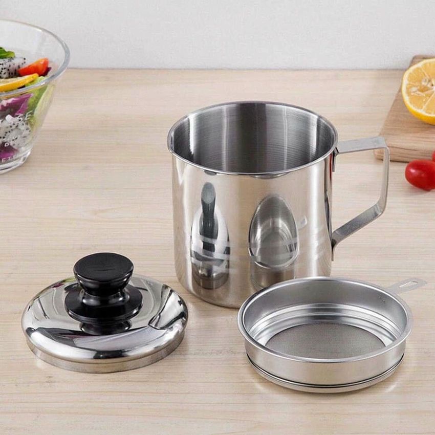Bình Lọc Dầu Ăn Chống Nhiệt Inox Sus 304 Chống Gỉ Dung Tích 1,2l Kiêm Hủ Đựng 2 In 1 Tiện Dụng An Toàn Kotic_shop