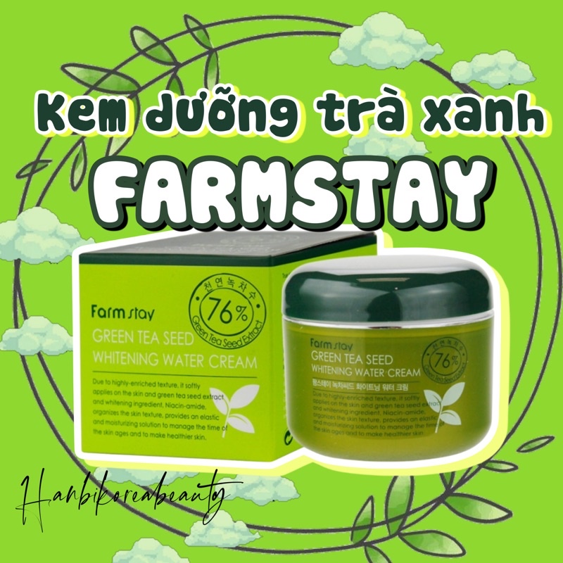 Kem dưỡng trà xanh Farm Stay Green Tea Seed Whitening Water Cream 🍃