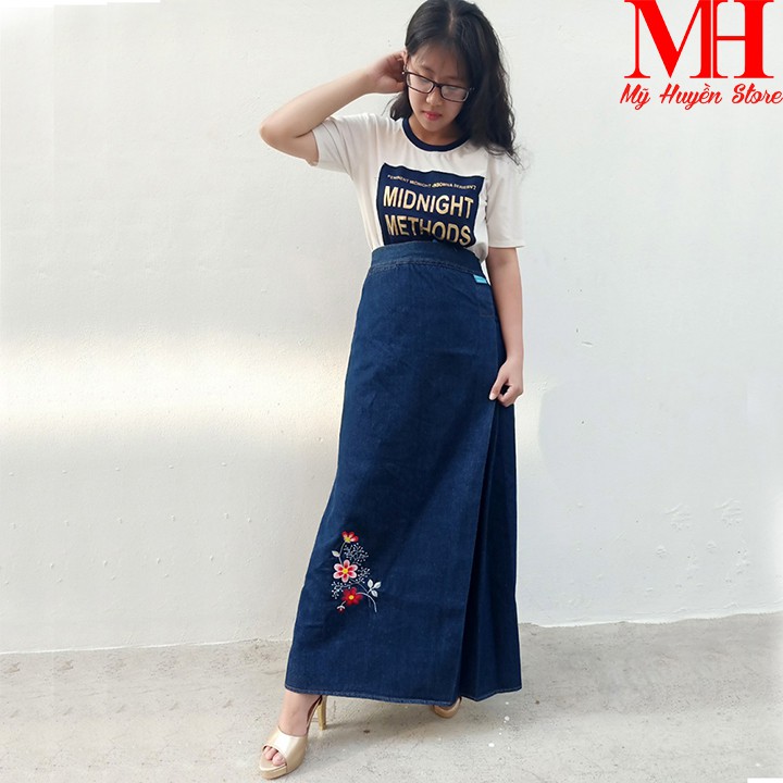 Váy Chống Nắng Jean Cao Cấp Thêu Hoa Anh Đào Có Chân Váy Dài Phù Hợp Cho Cả Nữ Cao Mỹ Huyền Store