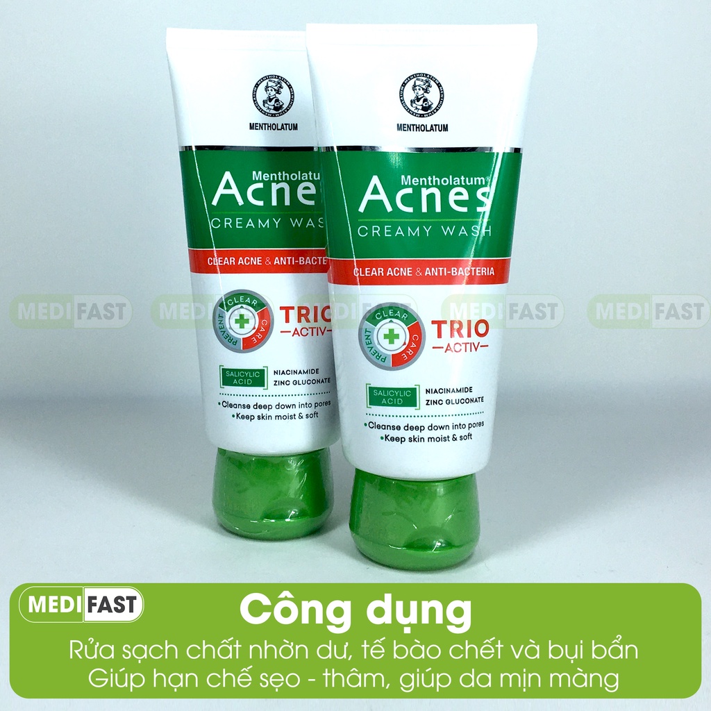 Kem rửa mặt ngừa mụn Acnes Trio dành cho da thường, khô làm sạch bụi bẩn, bã nhờn, thông thoáng lỗ chân lông giảm mụn ẩn
