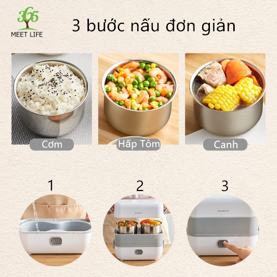 Hộp cơm cắm điện hai tầng, hộp cơm hâm nóng cặp lồng giữ nhiệt thích hợp cho dân văn phòng (CÓ BẢO HÀNH 29601)