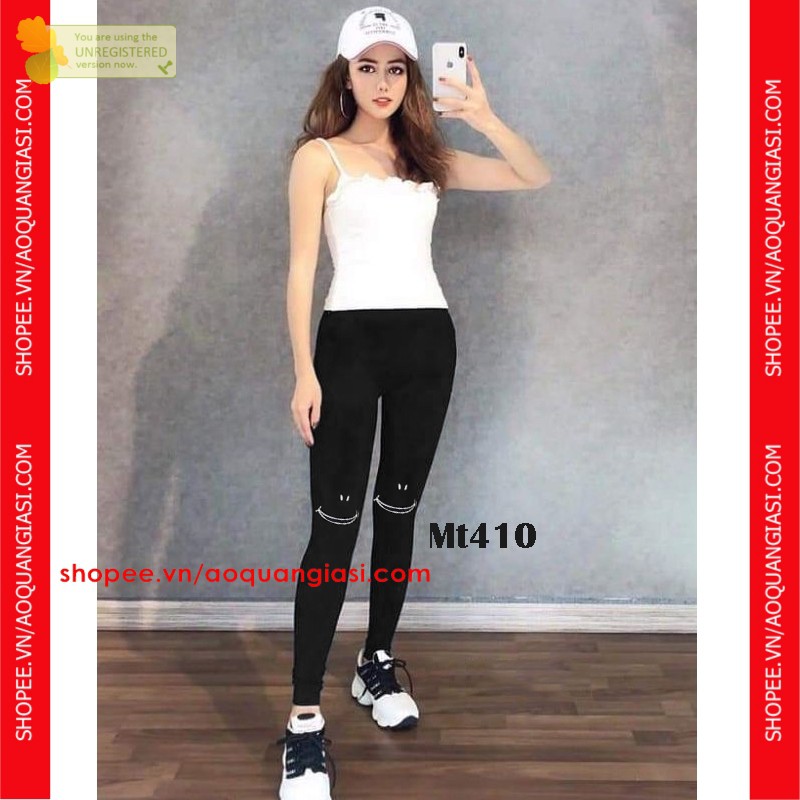 Quần legging mặt cười thun cotton MT410