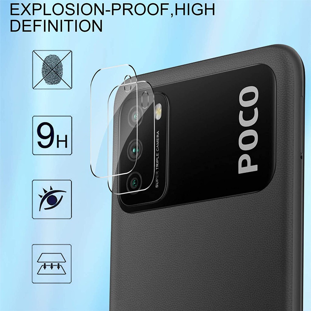 Kính cường lực Camera Poco M3-Trong suốt- Dẻo-Độ cứng 9H