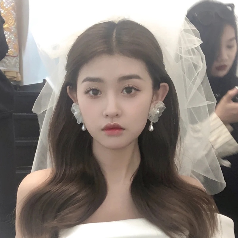 Bông Tai Bạc 925 Hình Hoa Đính Đá Ngọc Trai Phong Cách Hàn Quốc Ngọt Ngào Thời Trang