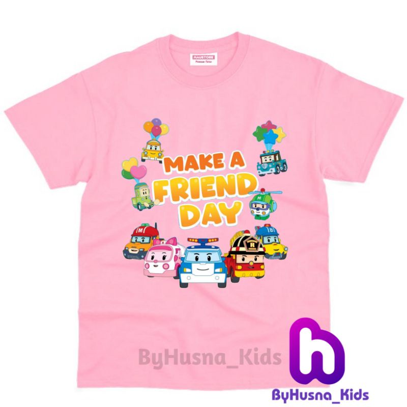 Áo thun cho bé trai và bé gái in hình hoạt hình ROBOCAR POLI dễ thương, chất liệu cotton mềm mịn thoáng mát NTShirt