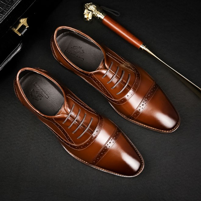 Giày nam da thật Manzano phong cách Retro cổ điển họa tiết tinh tế sang trọng M66688