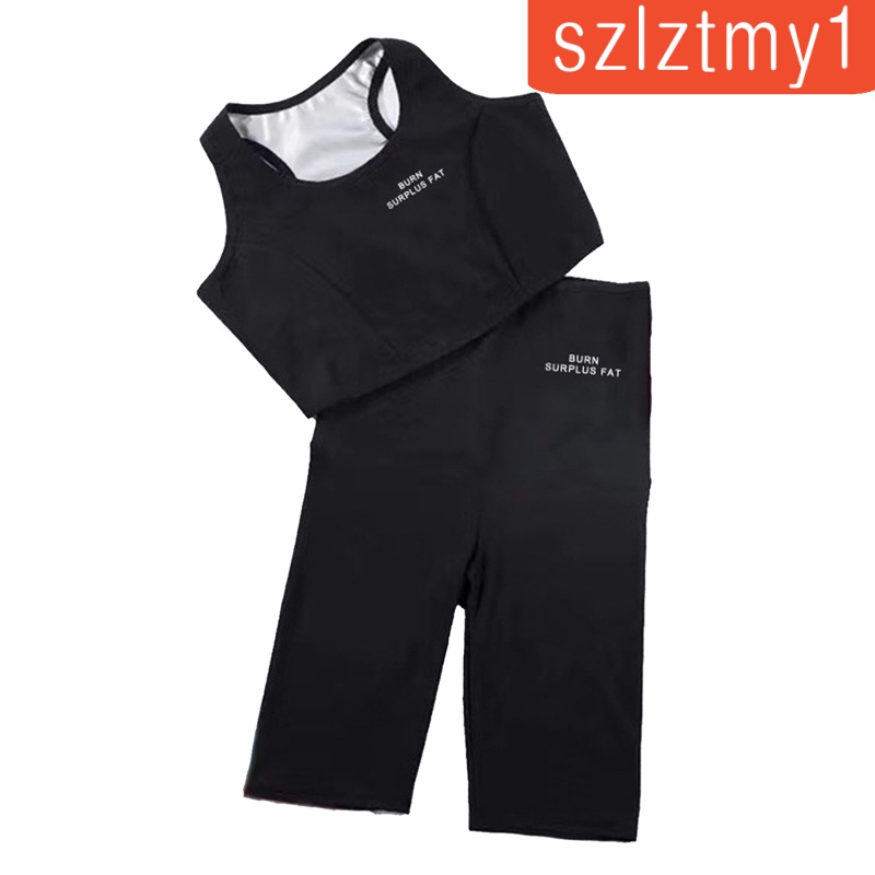 Bộ áo croptop ngắn và quần bó ép mồ hôi giúp giảm cân đốt cháy mỡ thừa dành cho bạn nữ | BigBuy360 - bigbuy360.vn