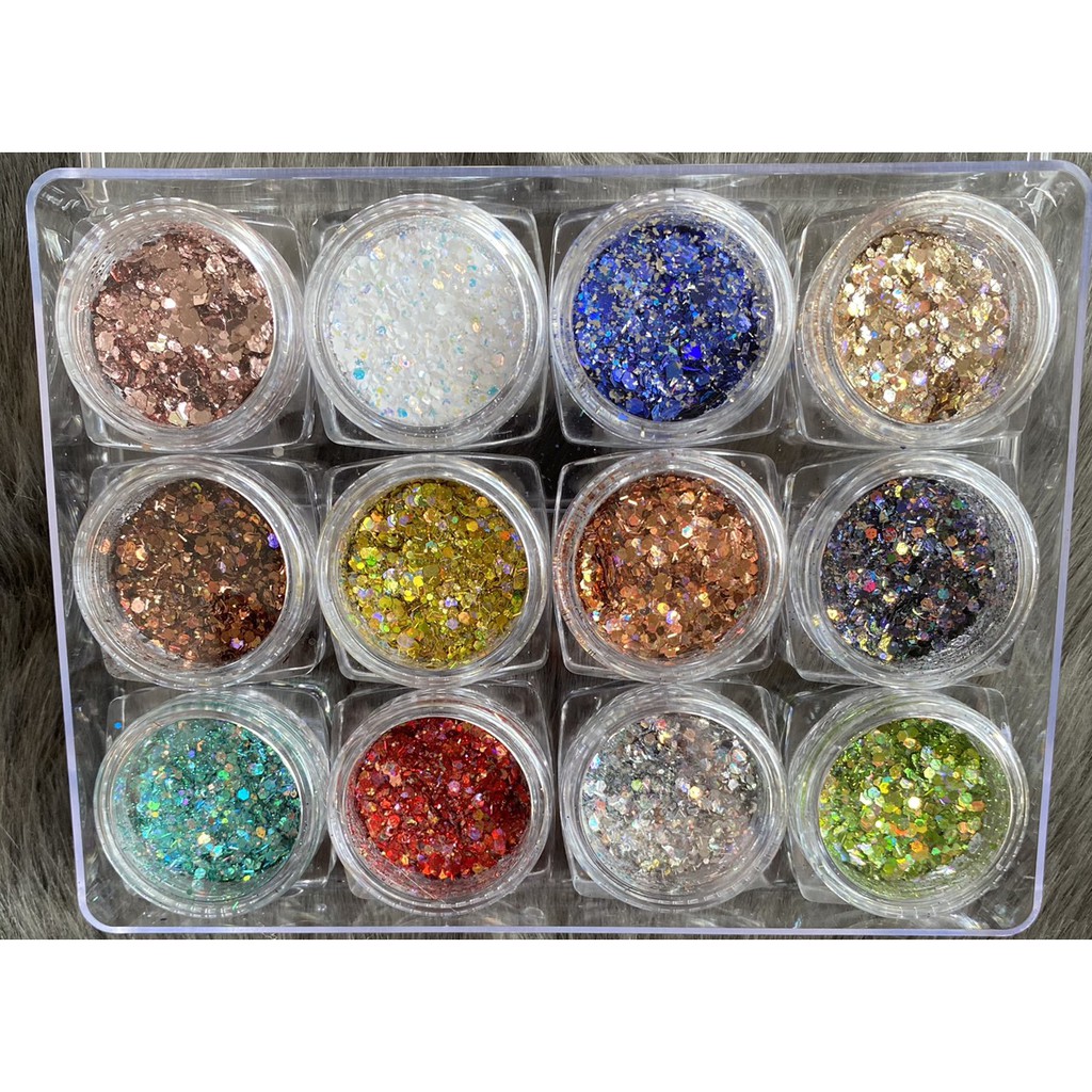 Nhũ rắc trang trí móng siêu sáng sét 12 mầu