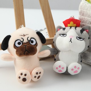 Móc khoá Thú Nhồi Bông Chó Pug và Mèo hoàng thượng thích hợp treo túi xách, cặp, móc khoá xe máy, chìa khoá cửa nhà