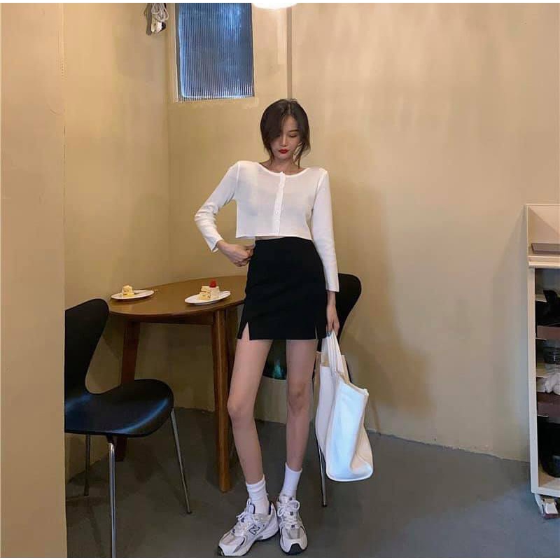Chân váy ngắn xẻ tà cạp cao siêu hack dáng fullsize neih.studio