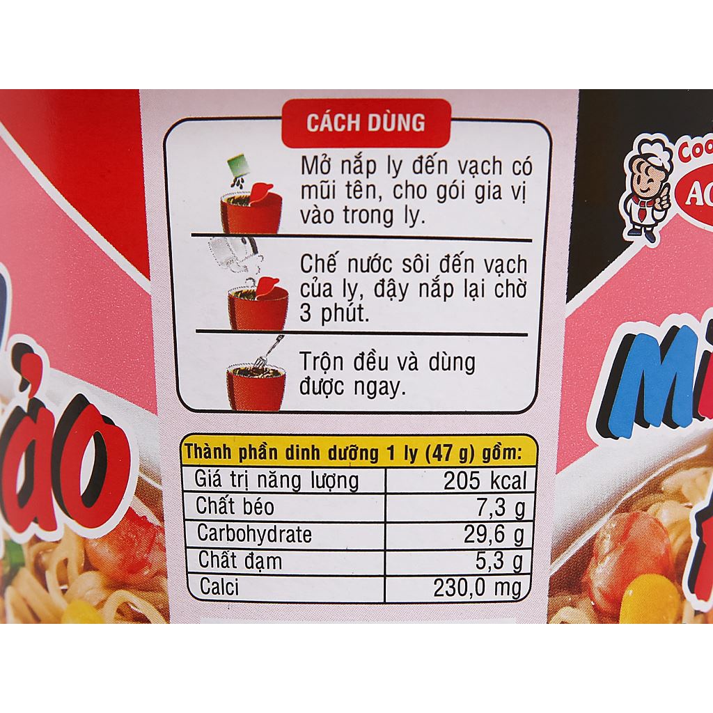 Thùng 12 ly Mì ăn liền Mini Handy Hảo Hảo vị tôm chua cay ly 47g