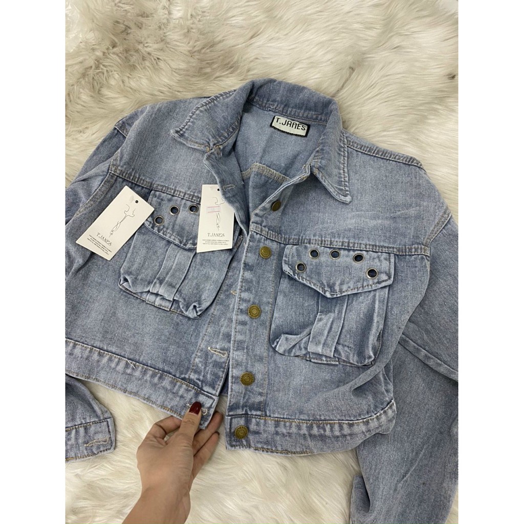 Áo khoác jean croptop nữ đẹp